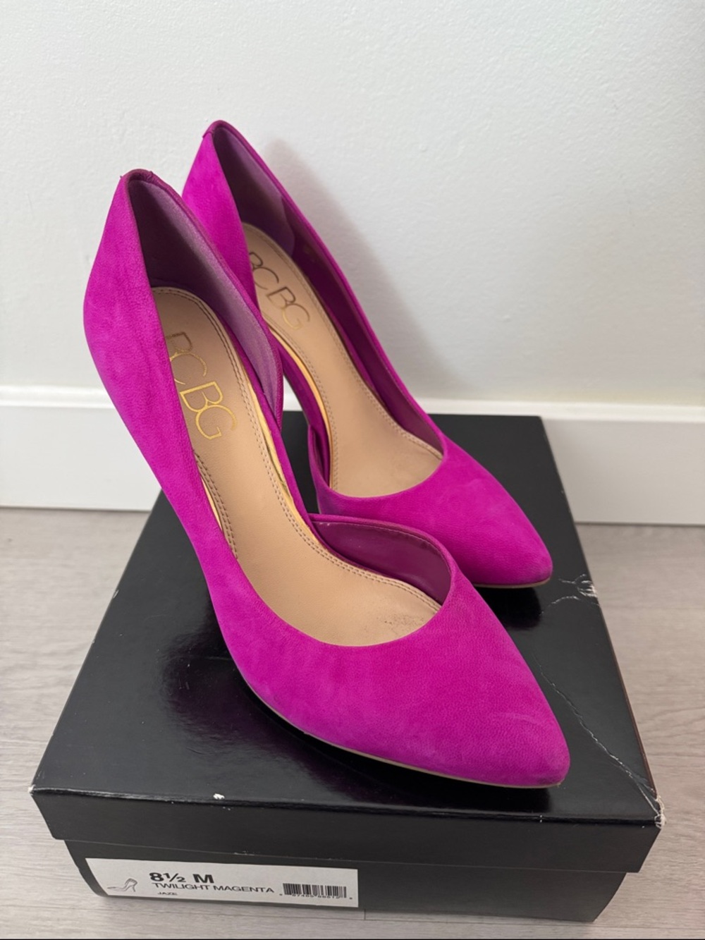 BCBG Jaze Twilight Magenta Pointed-Toe Suede Pump - Picture 3 of 5